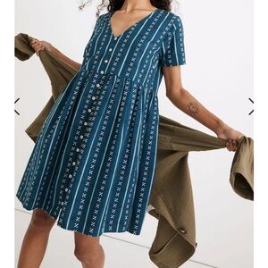 Madewell Alexandra Button-Front Mini Dress in Jacquard Stripe